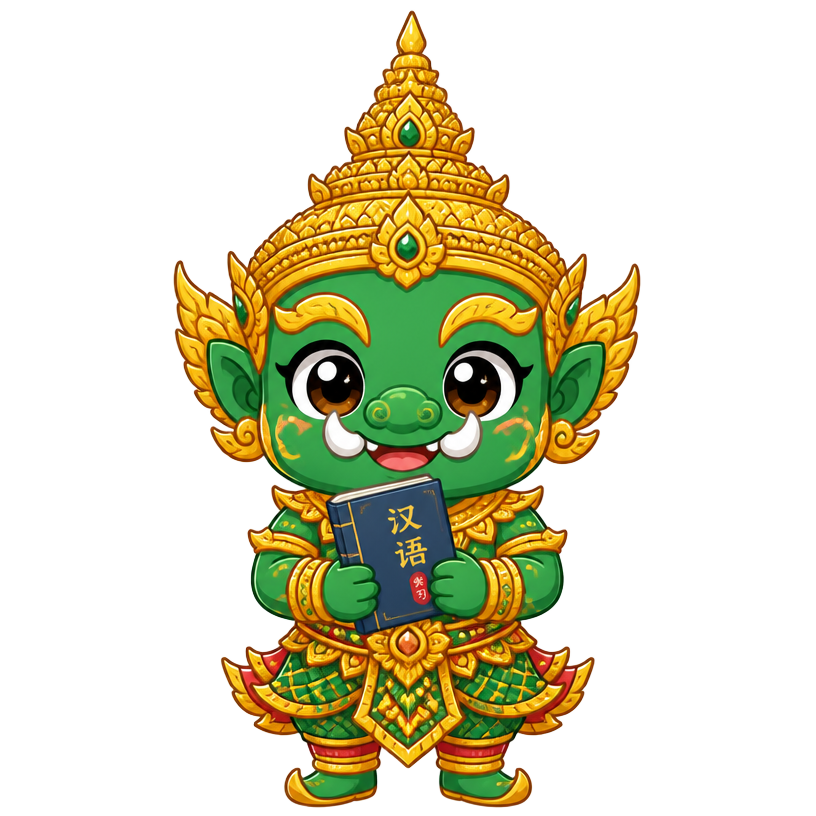 น้องยักษ์ มาสคอตไทยประจำหมู่บ้านภาษาจีน